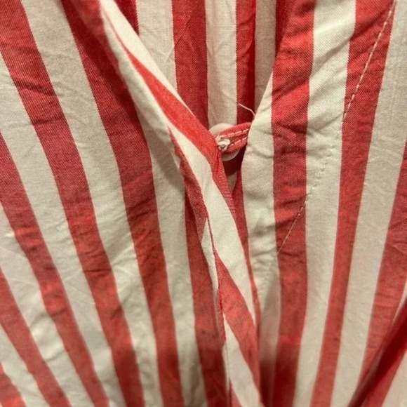 BeachLunchLounge Small Red White Stripe Surplice Blouse Hi-Low Casual‎ Large - Picture 3 of 6